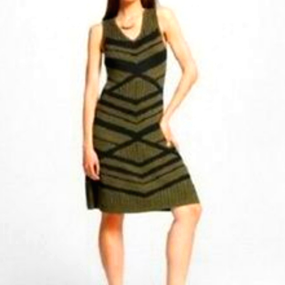 Mossimo Black and Gray striped A-Line Midi Dress